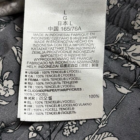 Gap Gray Floral Pull On Elastic Waist High Rise Cropped Pants Large Pockets - Picture 4 of 10